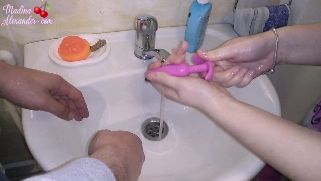 Couple Washing Hands and Sex Toy before Sex #SCRUBHUB