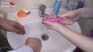 Couple Washing Hands and Sex Toy before Sex #SCRUBHUB