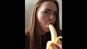 POV Pretty Jul Sucks a Banana well (blowjobs, Mouth, Vore, Deep, Fetish)