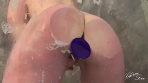 Soapy Suction Cup Dildo in the Shower