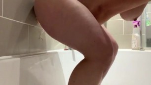 Wife masturbating with cock dildo until she squirt