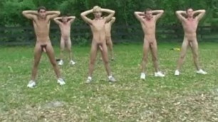 Outdoor exercising in a twink camp